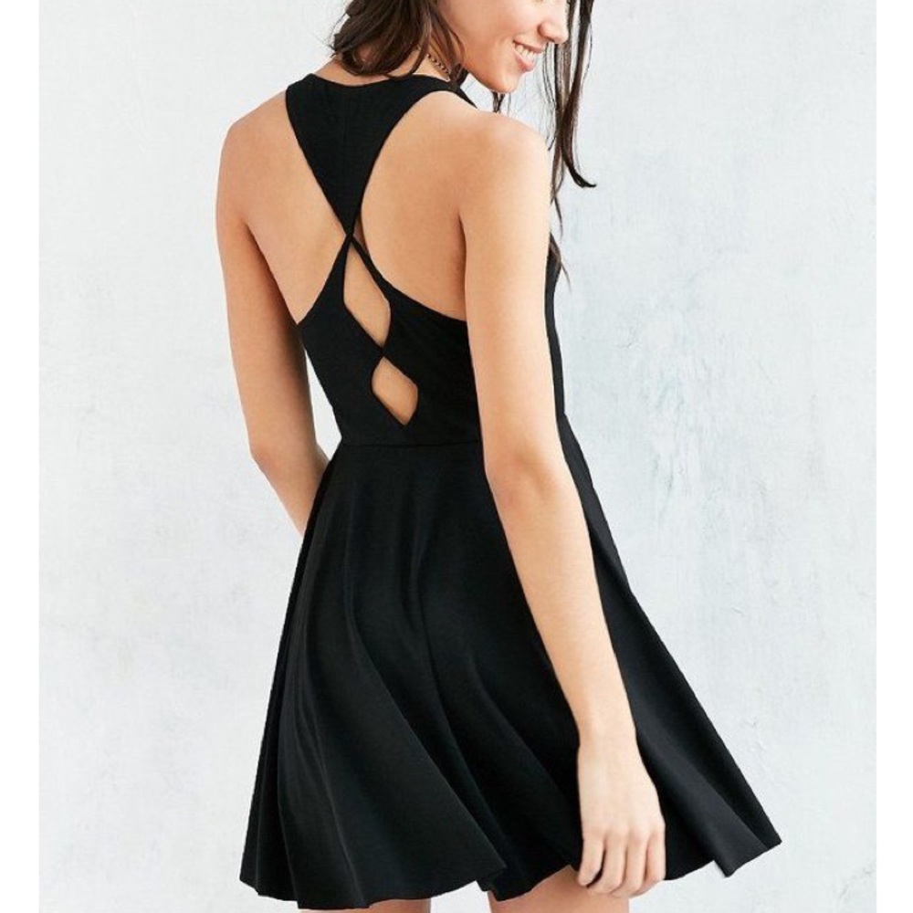 Silence + Noise Black Keyhole Fit and Flare Dress