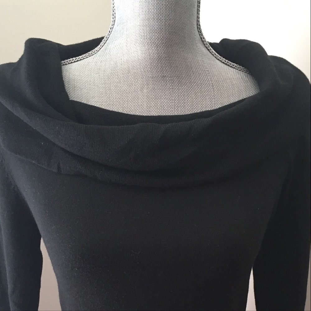 Philosophy Black Cowl Neck Off Shoulder Top