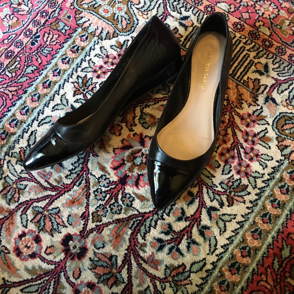 Franco Sarto Cap Toe Pointed Leather Flats