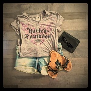 Harley Davidson V Neck Short Sleeve T