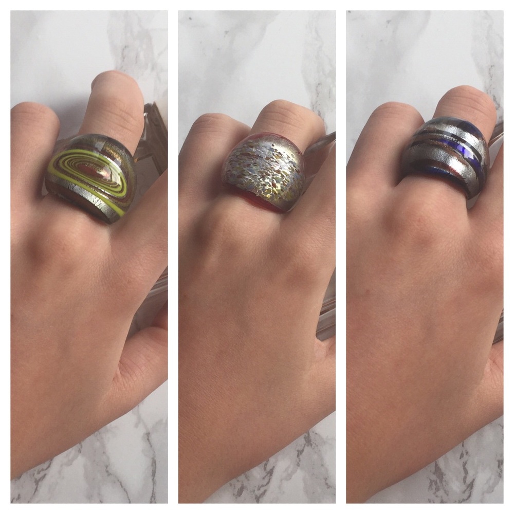 Three glass blown rings