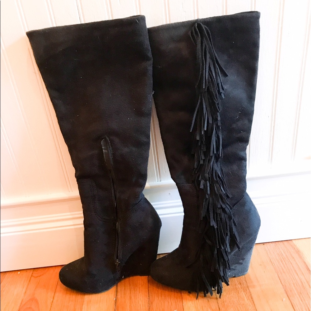 Black Fringe Boots