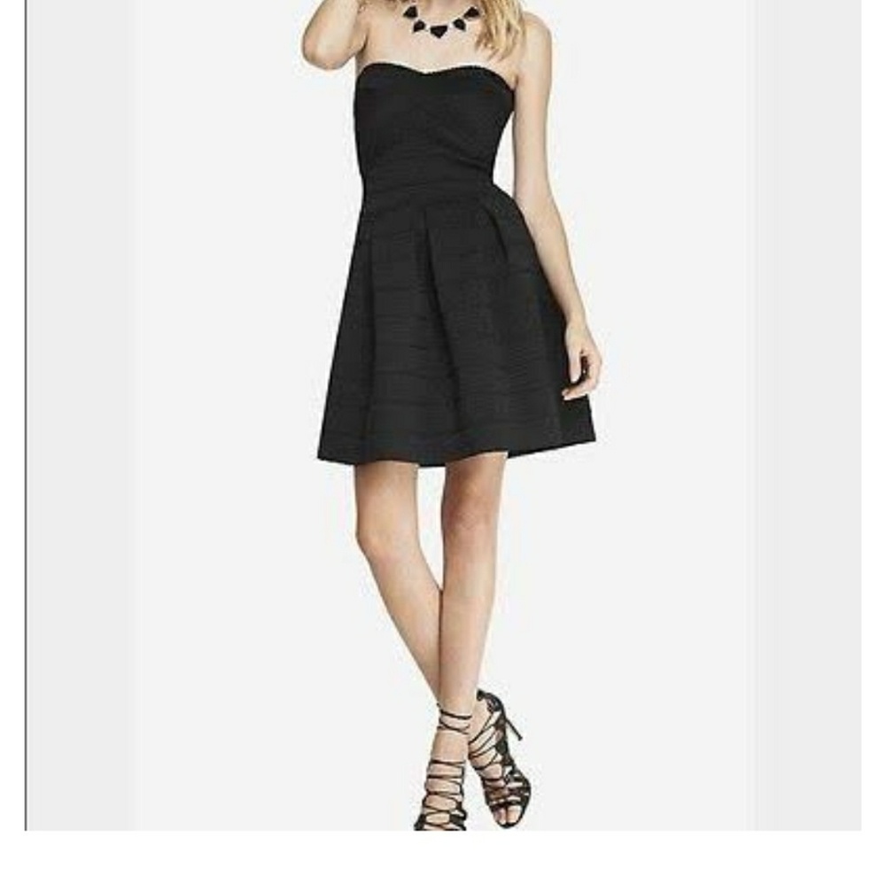 Black fit and flare strapless dress