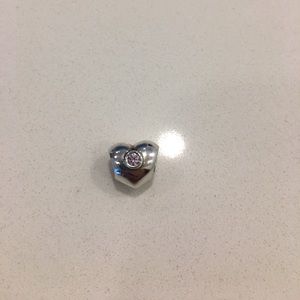 Pandora Heart Charm with Pink Crystal