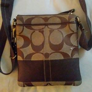 Authentic brown and beige crossbody Coach purse