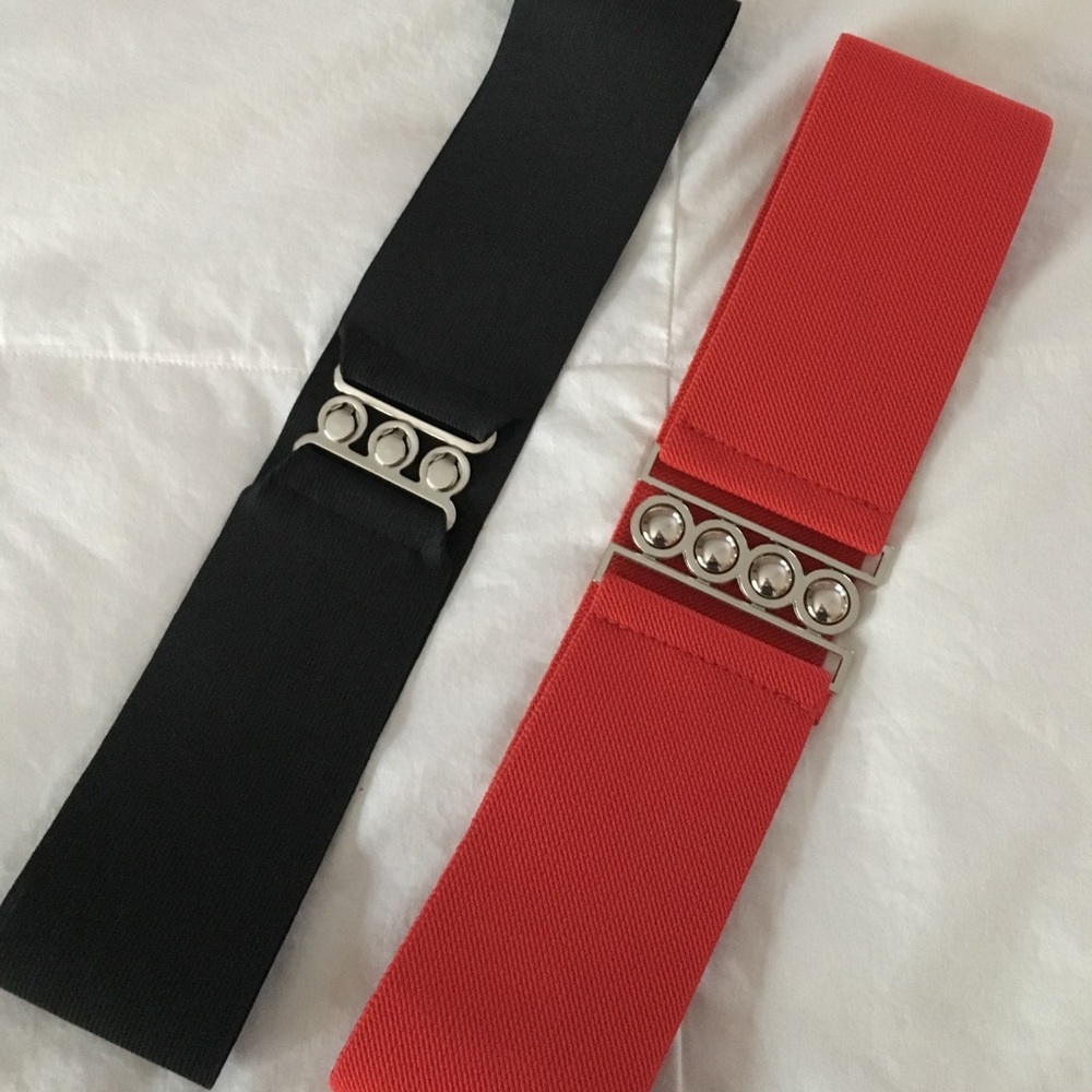 🌸Stretch Belts - Red and Black - Large
