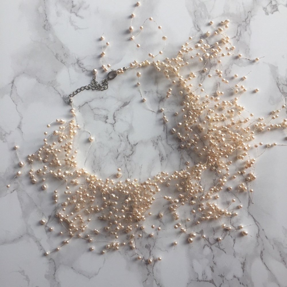 Faux pearl whimsical necklace