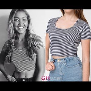 American Apparel Navy Striped Crop Top