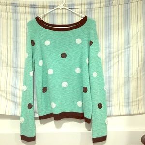 Teal poka dotted, cute sweater for girls