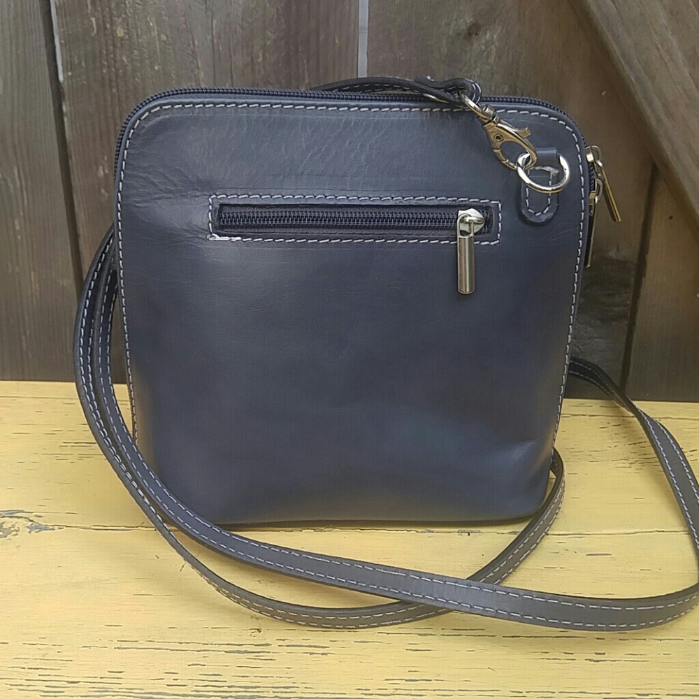 Crossbody Bag Blue Italian Leather Persaman