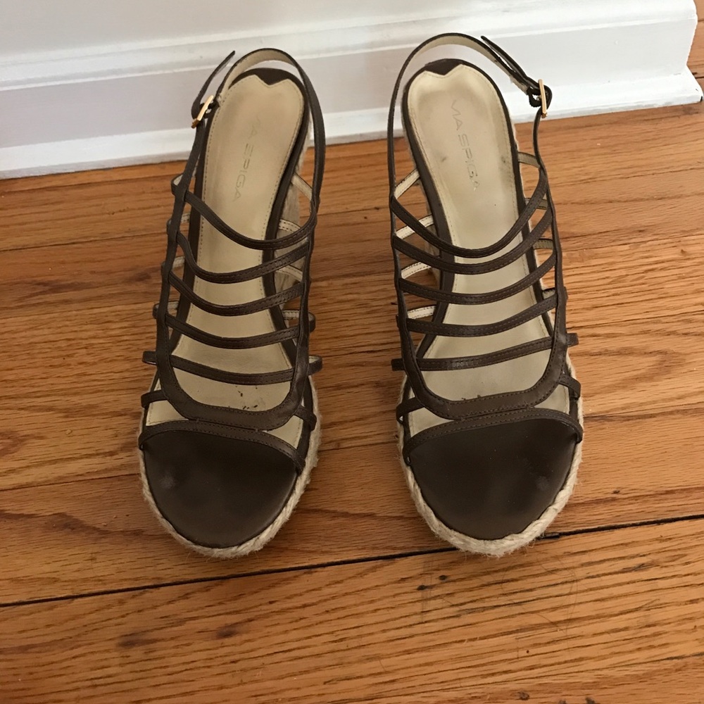 Via Spiga strapped leather wedge