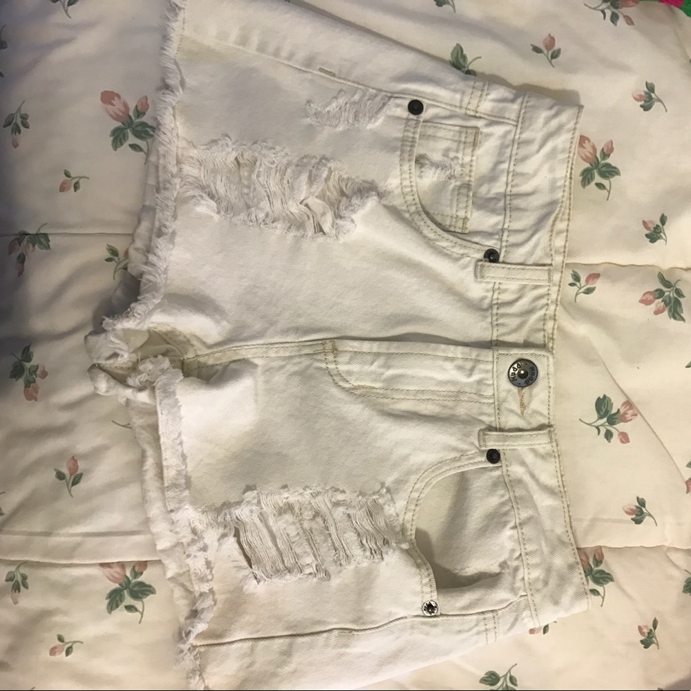 Mudd white ripped denim shorts