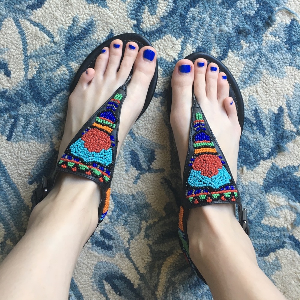 Coconuts Beaded Thong Sandals