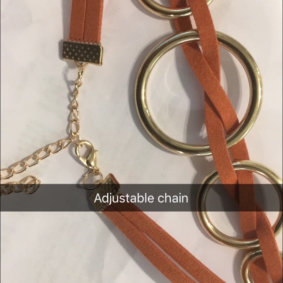 Gold/ white suede choker necklace - Picture 2 of 2