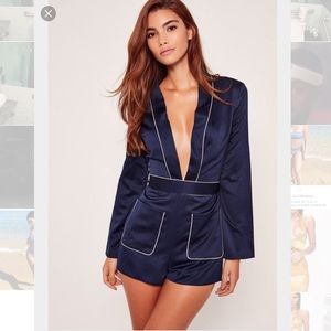 Missguided navy satin romper