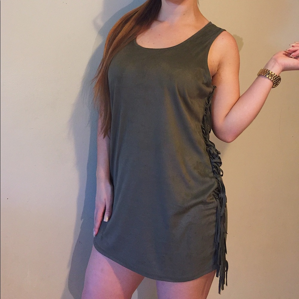 Suede-like Dress with Fringe from LA Hearts Pacsun