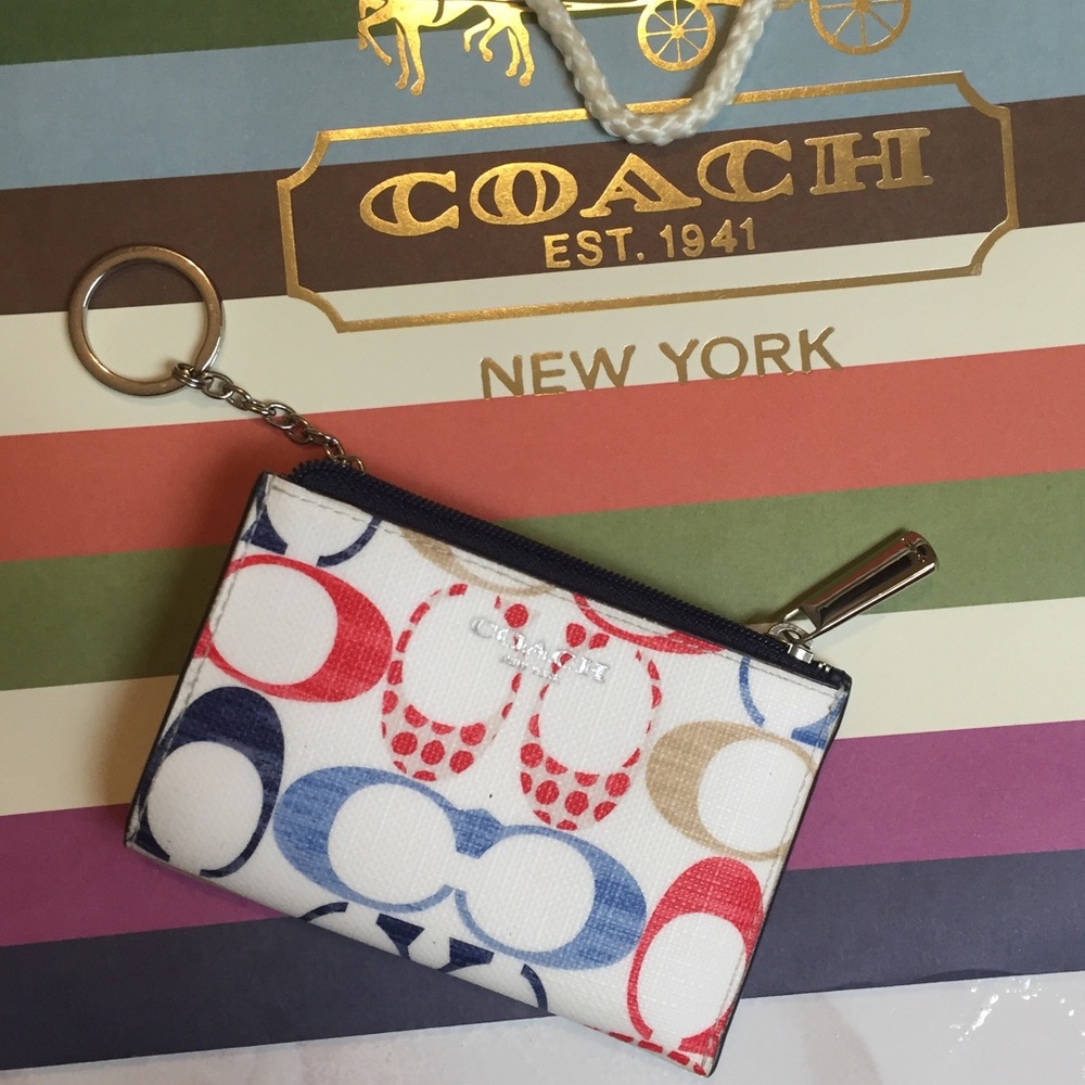 Coach Coin Purse Navy Signature C Multicolor