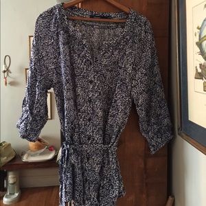 Printed top with matching belt.