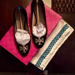 LIKE NEW TORY BURCH RALEIGH 90MM BLACK WEDGE SHOES