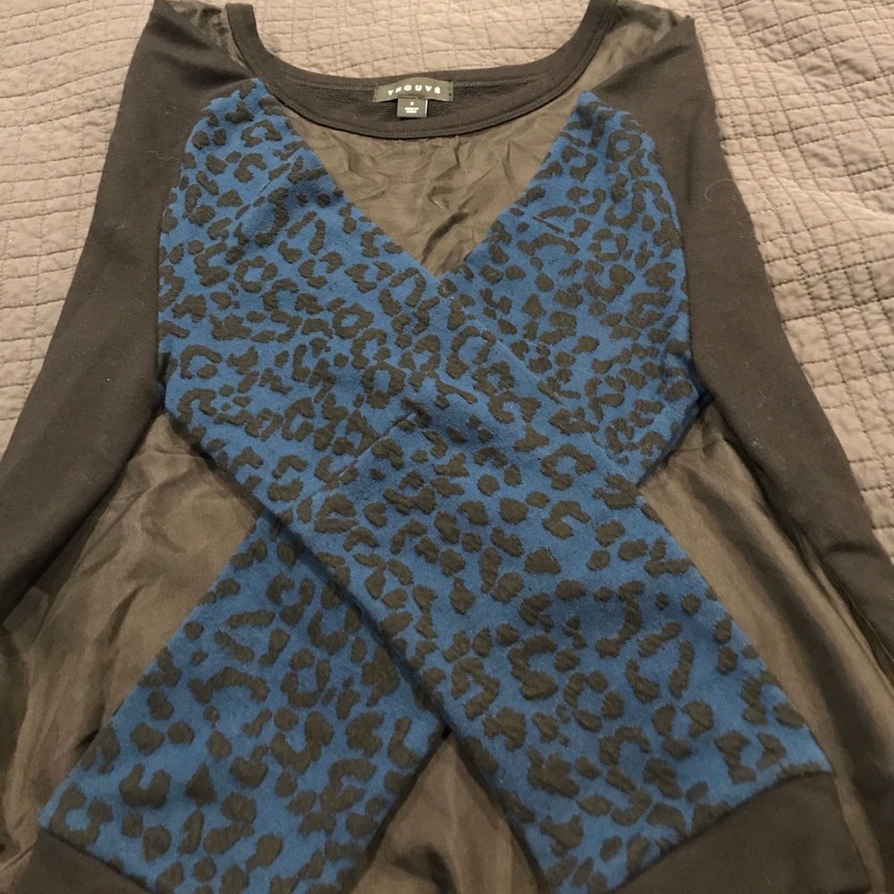 Trouve Small Silk Leopard Top New w/Tags