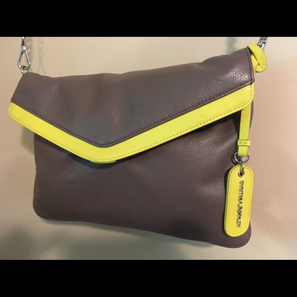 Cynthia Rowley envelope bag brown/neon yellow