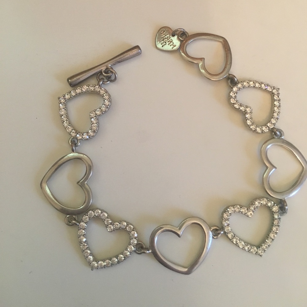 Silver heart charm bracelet