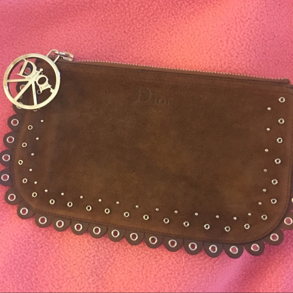 Christian Dior Boutique Paris brown suede clutch