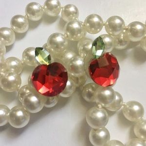 Swarovski Authentic Red Crystal Apple Earrings