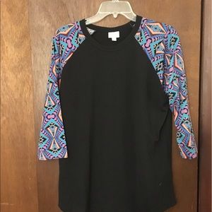 LuLaRoe Large black Randy with fun sleeves