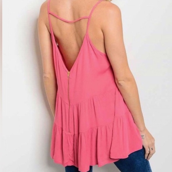 ONE LEFTđ¤đ¤Pink Tiered Tunic Top NWT - Picture 3 of 3