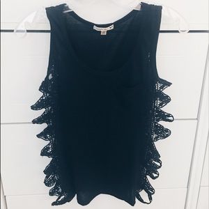 Black lace-side tank
