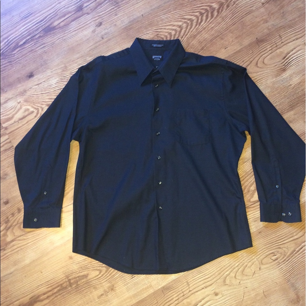 Men's Arrow Fitted Black Shirt, 34/35 XXL