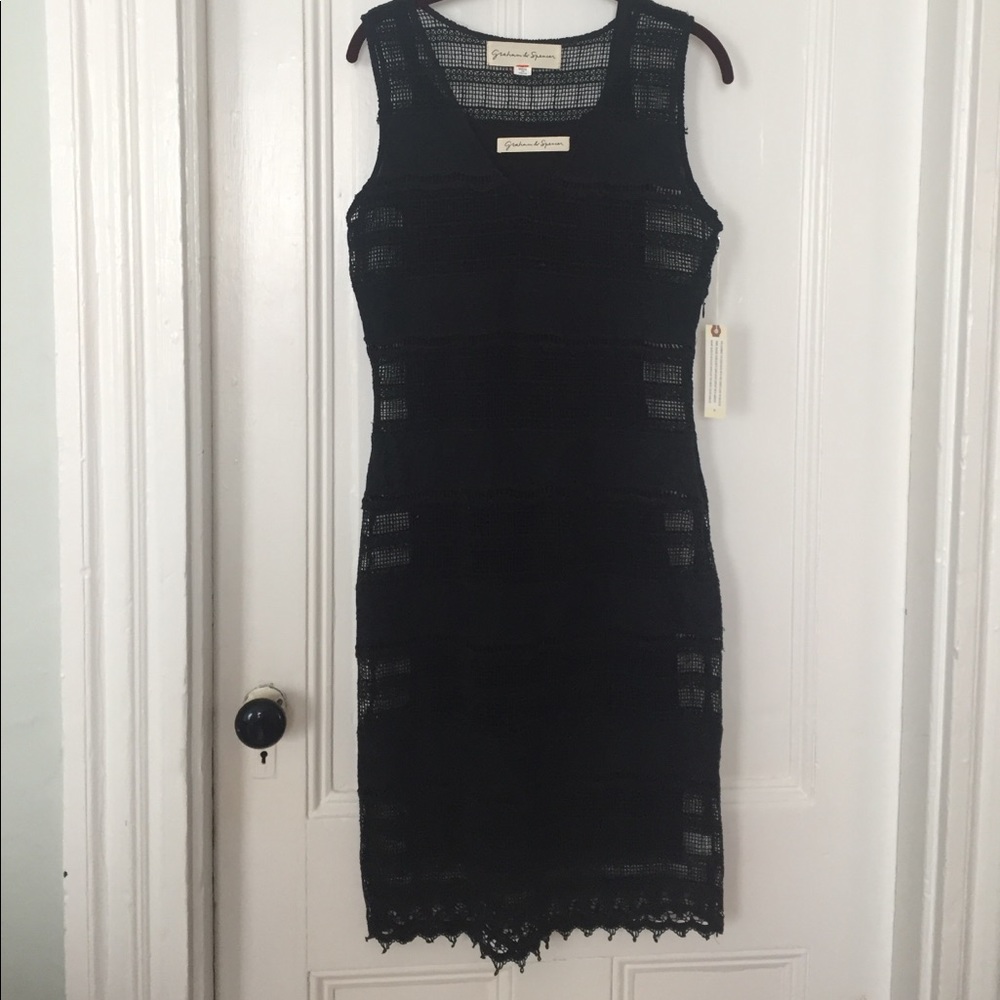 Graham & Spencer Black Cotton Eyelet Sheath Dress