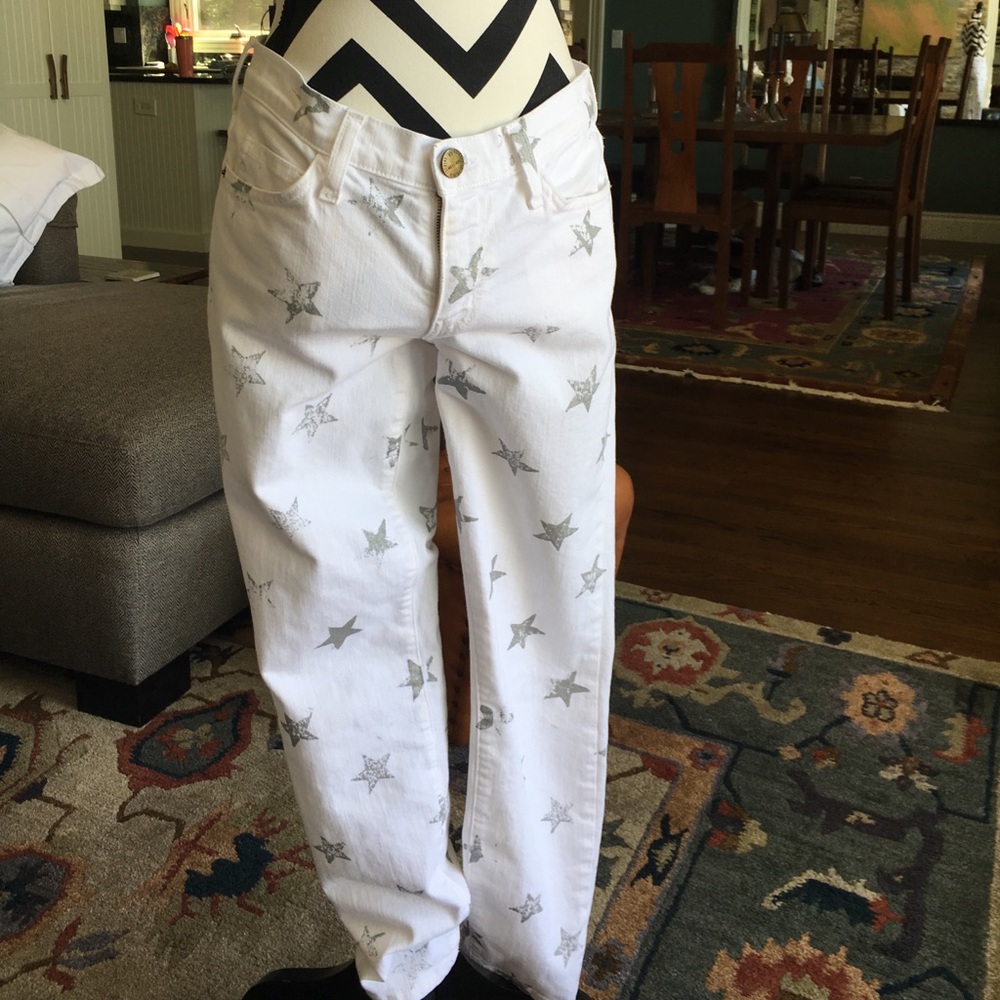 White jeans with silver stars