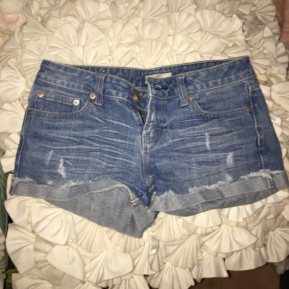 Light wash denim shorts
