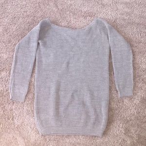 Grey off shoulder knitted sweater dress