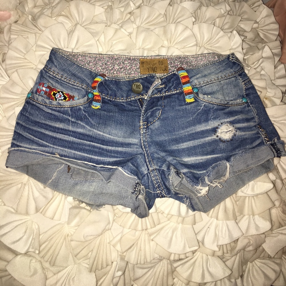 Beaded jean shorts