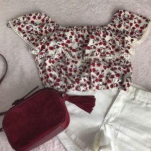 Off The Shoulder Floral Crop Top
