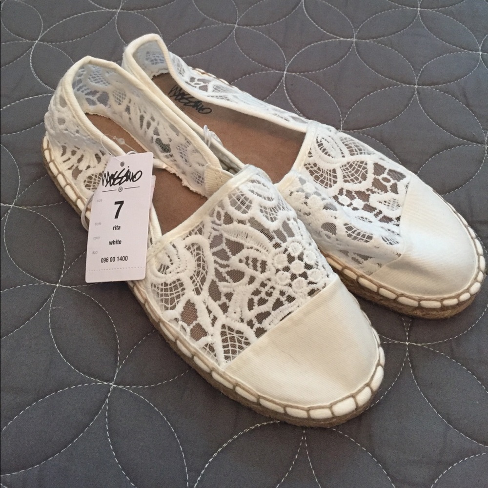 White Slip on Lace Shoe