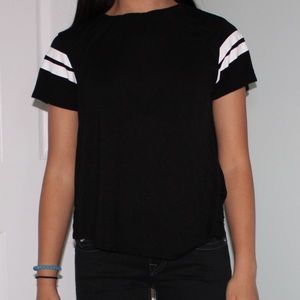 black tshirt with white stripes