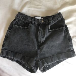 Stone Wash High-Waist Jean Cuff Short