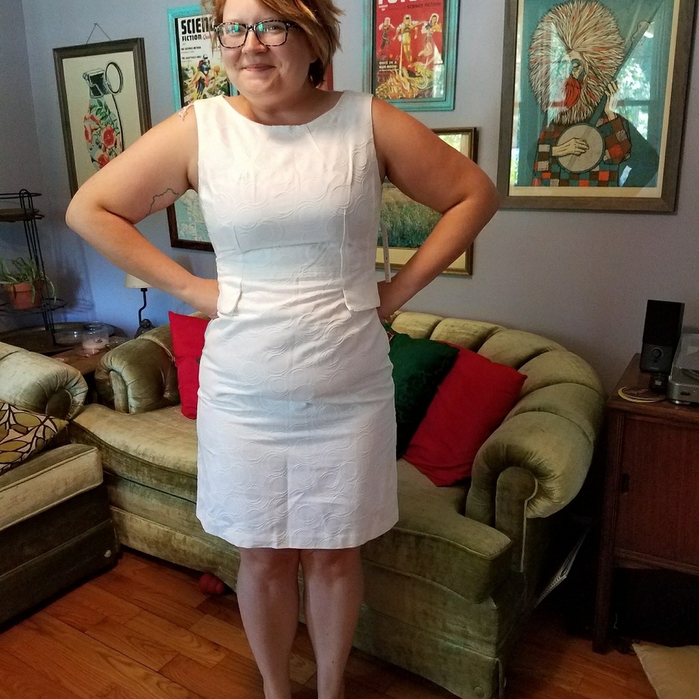 London Style Textured White Dress NWT