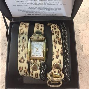 La Mer leopard print watch