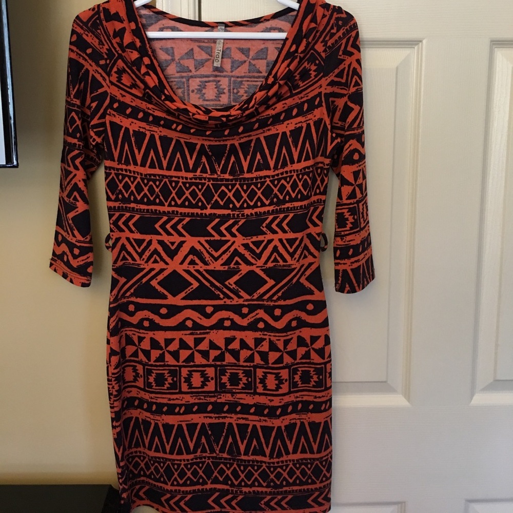 Body central orange & blue dress