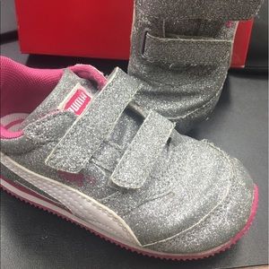 Puma Glitz silver sparkle shoes toddler 6