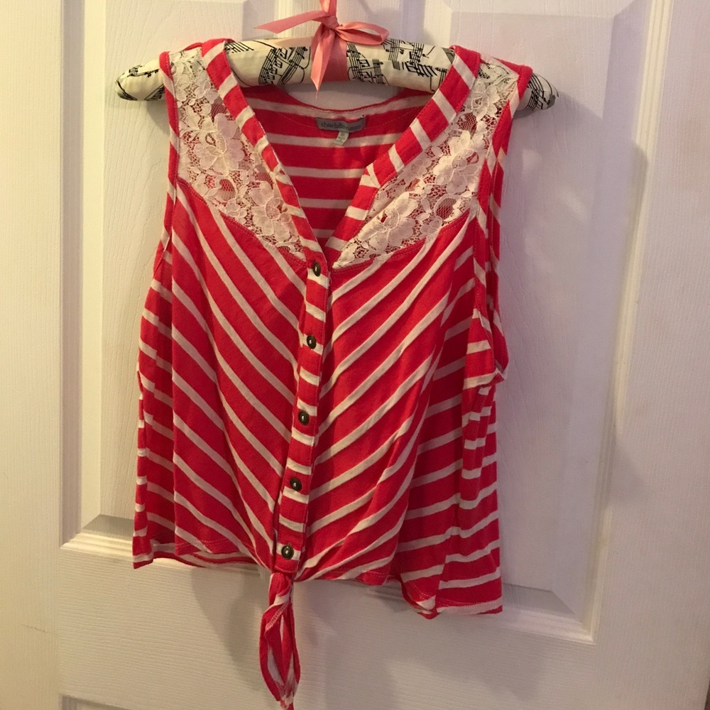 Pink Striped Tank Crop Top