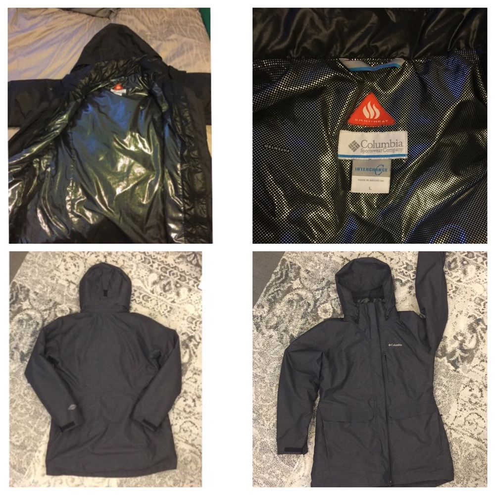 3-in-1 Rain Jacket Winter Coat Sz L Dark Grey