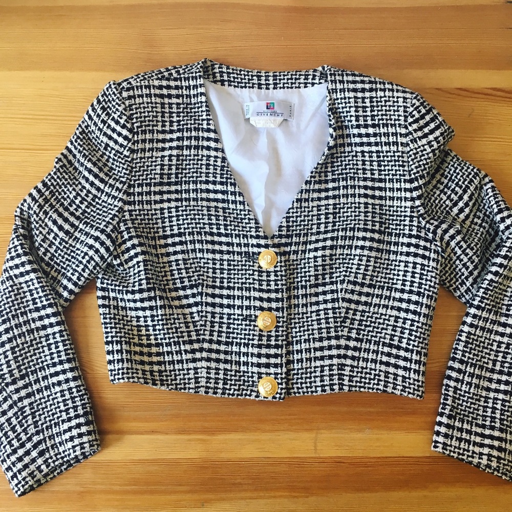Vintage Givenchy Cropped Houndstooth Jacket