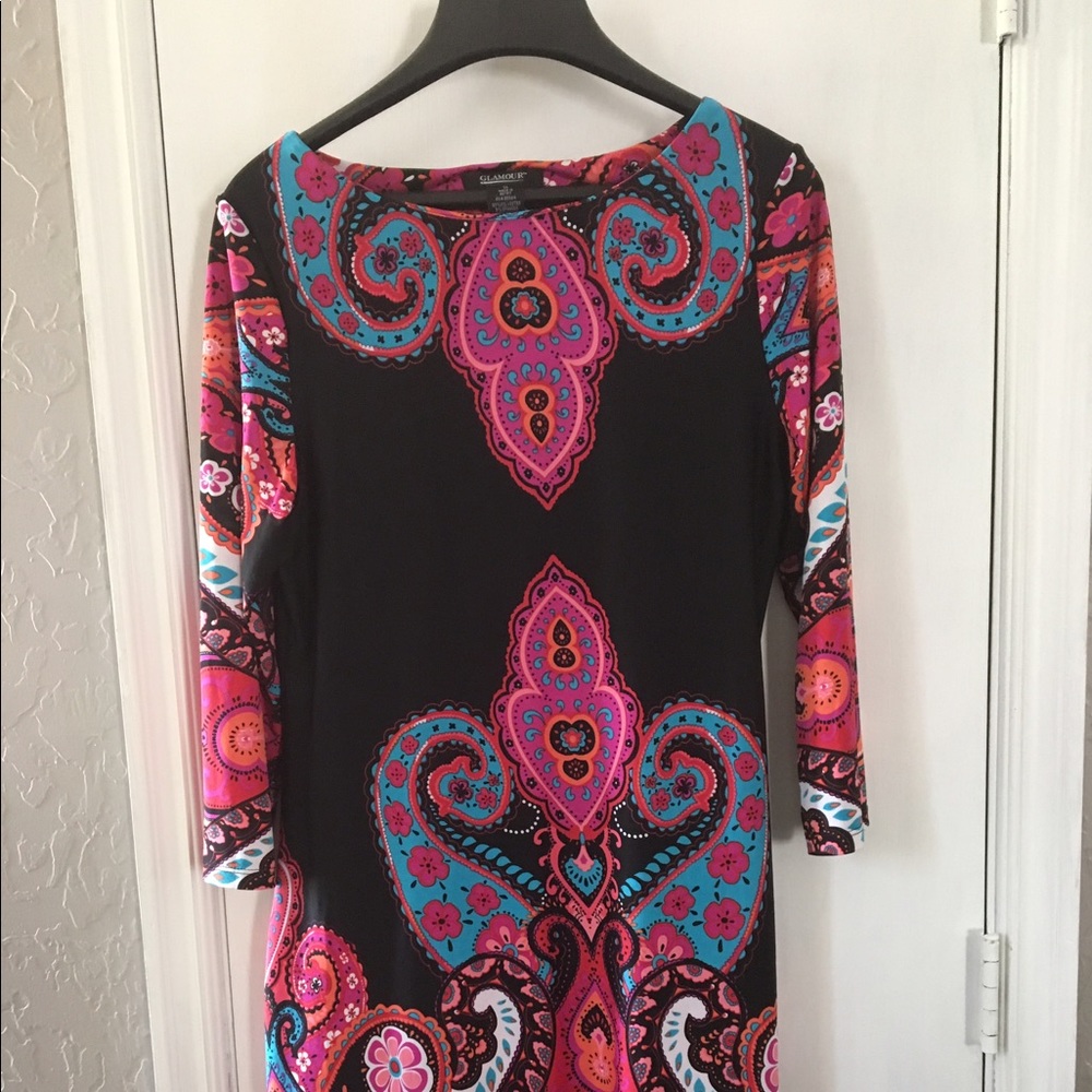 Colorful Paisley Print Shift/Sheath Dress