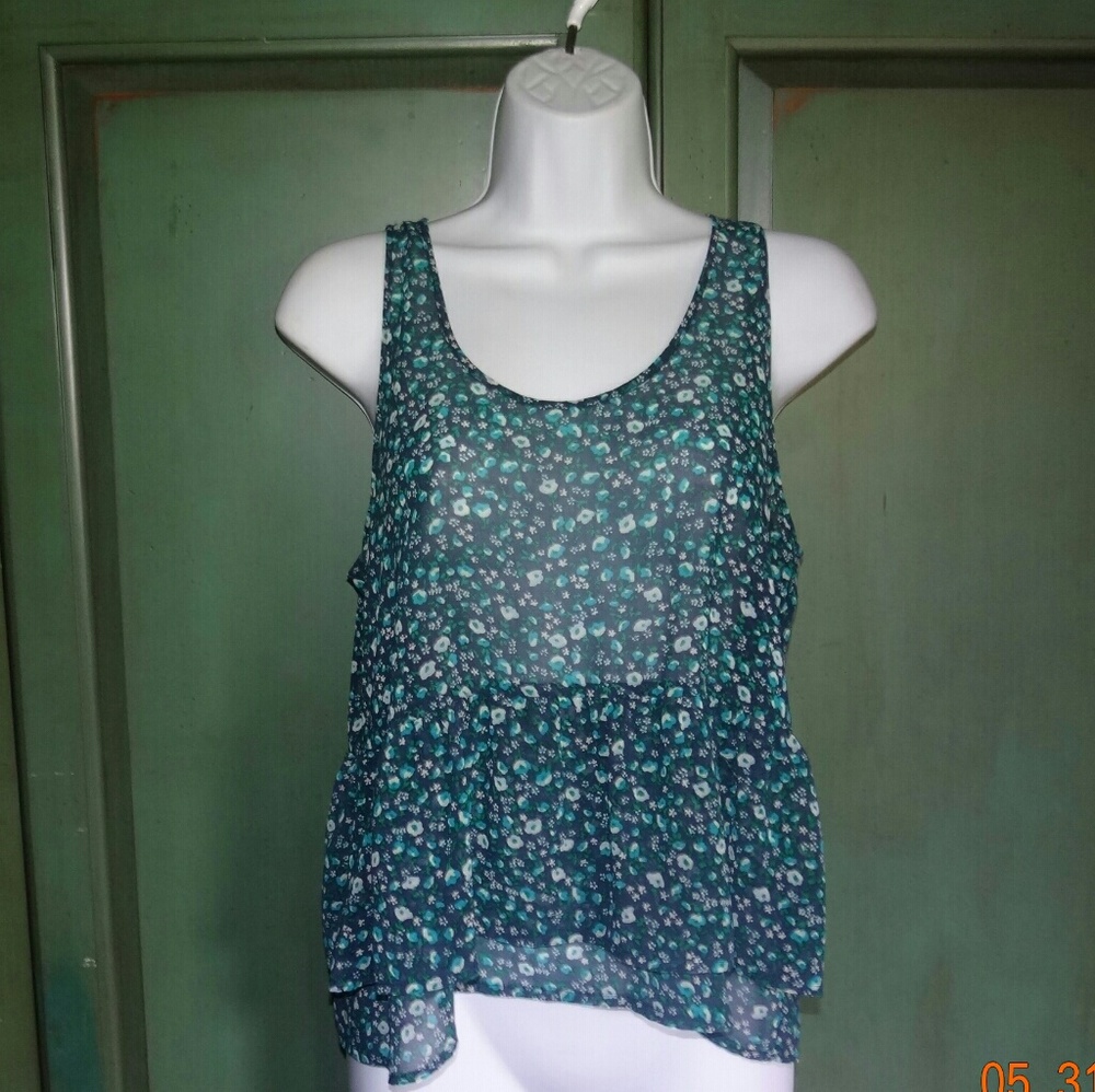 Kirra Blue Floral Sheer Top